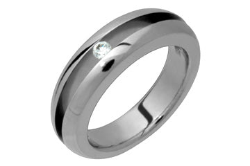 7/100 Carat Titanium Ring with Tension Set Diamond Alain Raphael