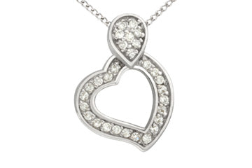 7/50 Carat Two Tone 14K Diamond Heart Pendant With Chain Alain Raphael