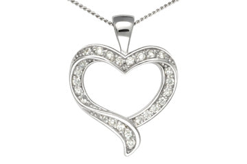 9/25 Carat Delicate 14K Diamond Heart Pendant With Chain Alain Raphael
