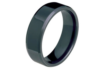 Black Titanium Band with Bevelled Edges Alain Raphael
