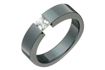 Black Titanium Band with Tension Set Cubic Zirconia Alain Raphael