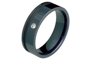 Black Titanium Band with a Solitaire Diamond Alain Raphael