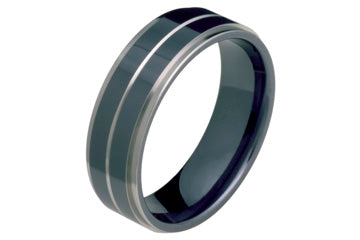 Black and Grey Titanium Engraved Band Alain Raphael