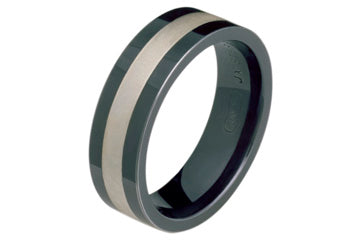 BlackTitanium and Satin Silver Inlayed Band Alain Raphael