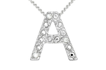 Diamond 14K White Gold Initial A Pendant With Chain Alain Raphael