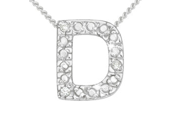 Diamond 14K White Gold Initial D Pendant With Chain Alain Raphael