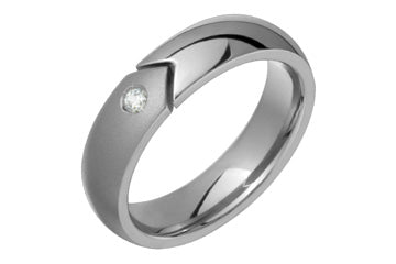 Engraved Titanium Ring with Diamond Alain Raphael