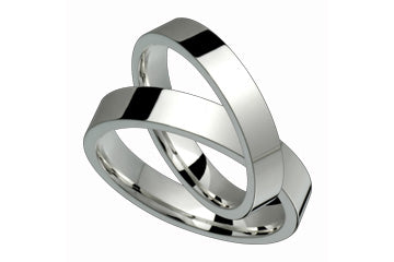 Flat Comfort Fit Milled-Edge 4mm Ladies and Gents Platinum Bands Set Alain Raphael