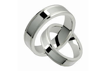 Flat Comfort Fit Milled-Edge 6mm Ladies and Gents Platinum Bands Alain Raphael