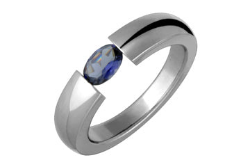 Oval Shape Iolite Tension Set Titanium Ring Alain Raphael