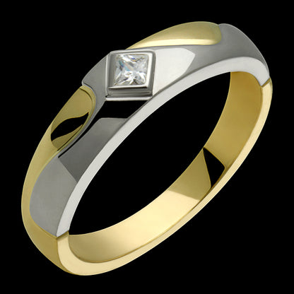 1/10 Carat Two-Tone Princess Cut Diamond Ring