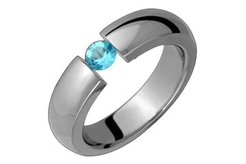 Round Blue Topaz Tension Set Into Domed Titanium Ring Alain Raphael