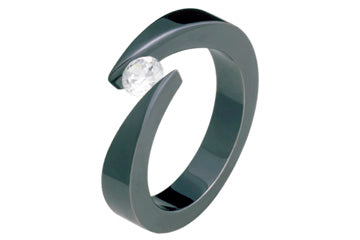Tension Set Black Titanium Band with Cubic Zirconia Alain Raphael
