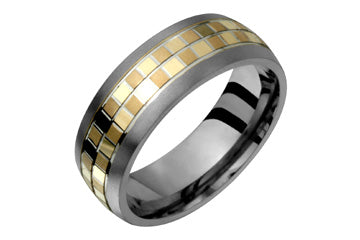 Titanium & 14K Multihued Yellow Gold patched Design Ring Alain Raphael