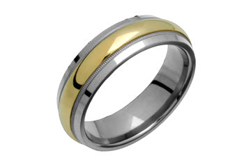 Titanium & 14K Raised Yellow Gold Center Ring Alain Raphael