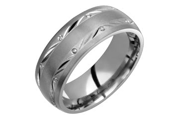 Titanium & 14K White Gold Engraved Ring Alain Raphael