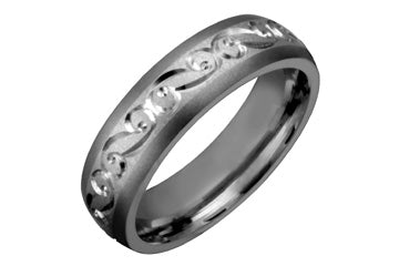 Titanium & 14K White Gold Inlayed Celtic Design Ring Alain Raphael