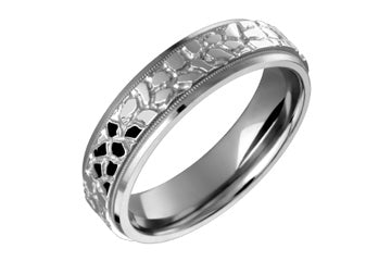 Titanium & 14K White Gold Pave Designed Ring Alain Raphael