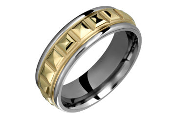 Titanium & 14K Yellow Gold Embossed Ring Alain Raphael