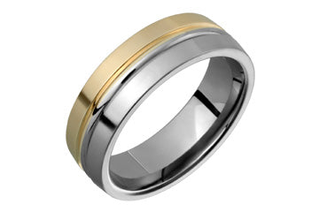 Titanium & 14K Yellow Gold Inlay With Grooved Center Alain Raphael