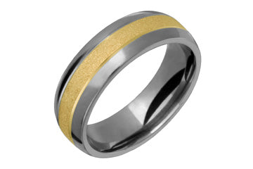 Titanium & 14K Yellow Gold Satin Inlay Ring Alain Raphael