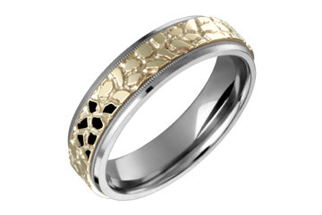 Bague pavée en titane et or jaune 14 carats