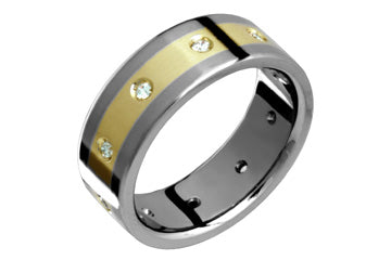 Bague incrustée de titane et d'or jaune 14 carats avec diamant 1/4 carat
