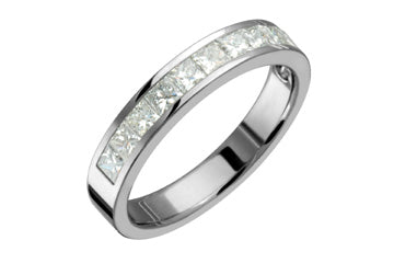 1 4/5 Carat Princess Cut Diamond Semi-Eternity Titanium Ring