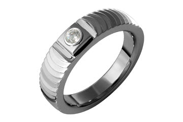 1/10 Carat Diamond Engraved Titanium Ring