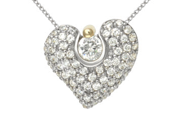 1 7/25 Carat Diamond Studded Heart Pendant With Chain