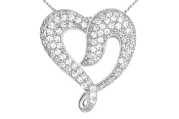 Pendentif cœur en diamant 14 carats en or blanc 2 4/5 carats avec chaîne