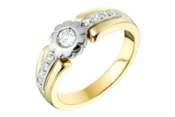 13/50 Carat Floral Diamond Two Tone Ring